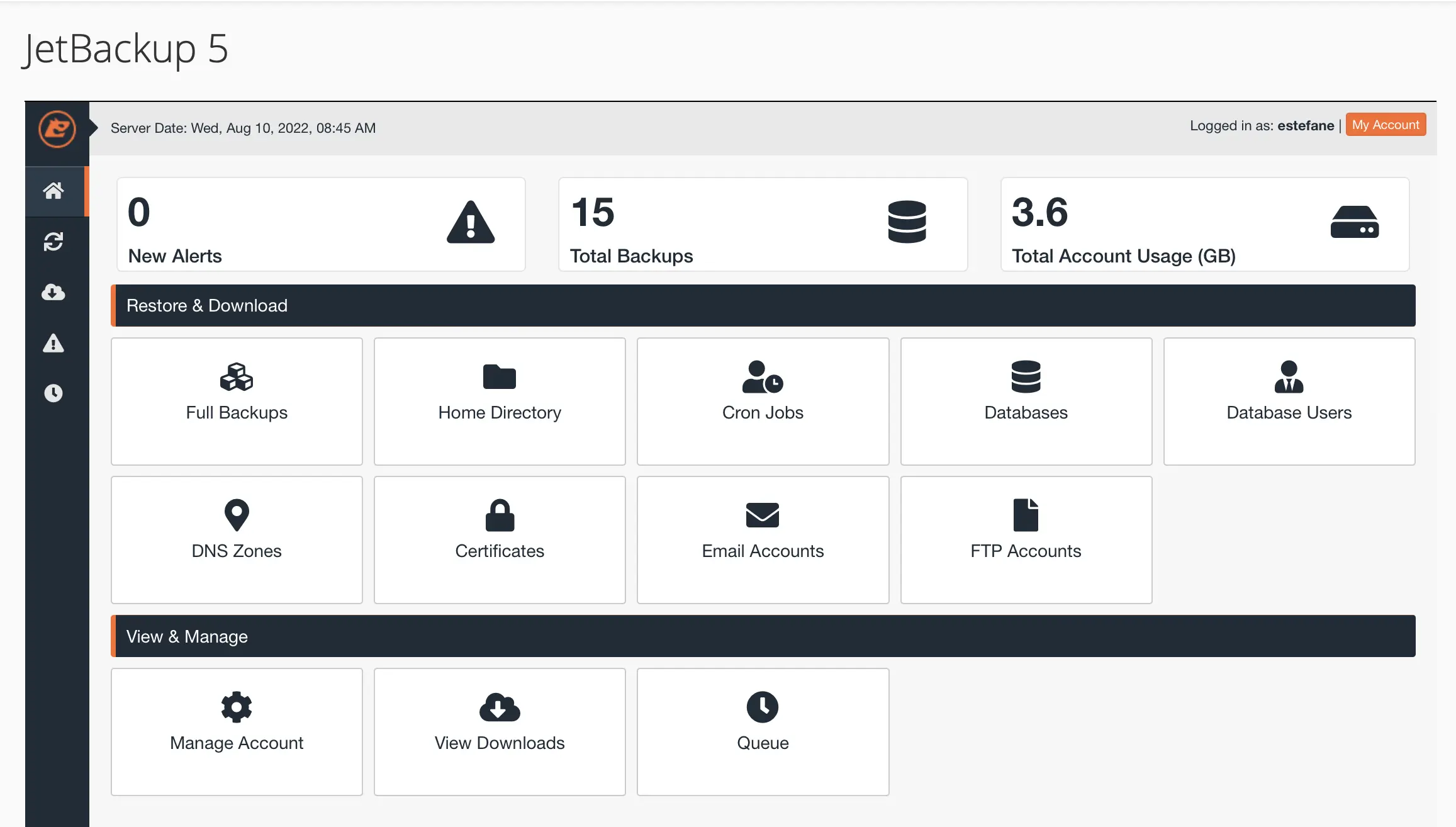 JetBackup Interface